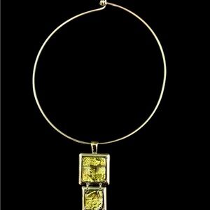 Lia Sophia Silver Necklace with Green Foil Like Pendant